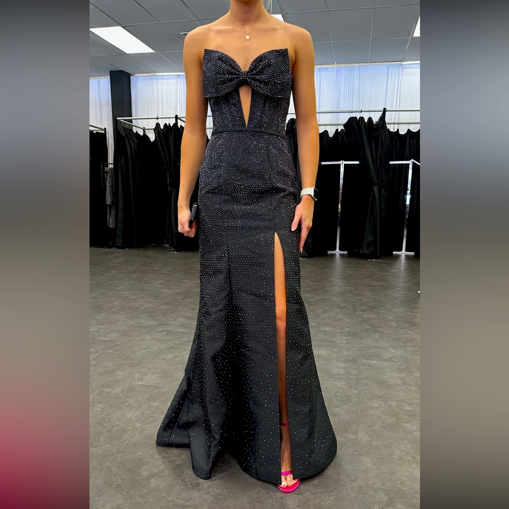 Sherri Hill Black Rhinestone Prom Gown